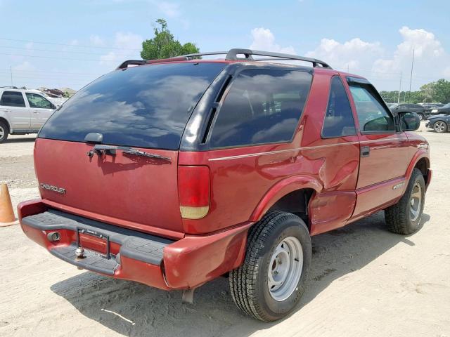 1GNCS18WX2K197201 - 2002 CHEVROLET BLAZER RED photo 4