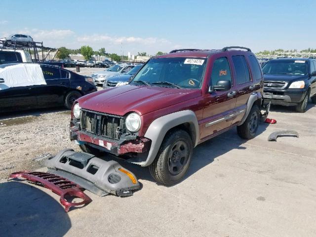 1J4GL48K92W111790 - 2002 JEEP LIBERTY SP MAROON photo 2