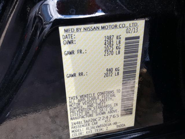 1N4BL3AP2DC224765 - 2013 NISSAN ALTIMA 3.5 BLACK photo 10