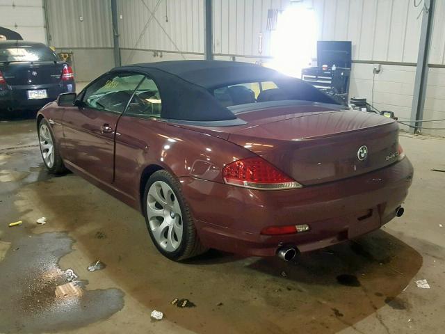 WBAEK73435B324317 - 2005 BMW 645 CI AUT BURGUNDY photo 3