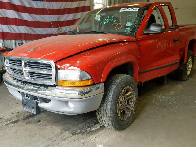 1D7GG46N14S617041 - 2004 DODGE DAKOTA SLT RED photo 2