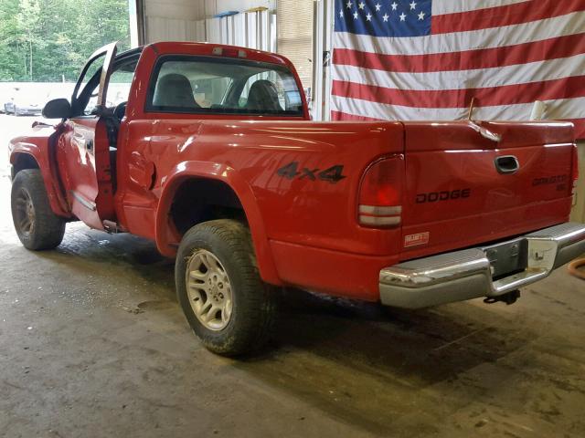 1D7GG46N14S617041 - 2004 DODGE DAKOTA SLT RED photo 3