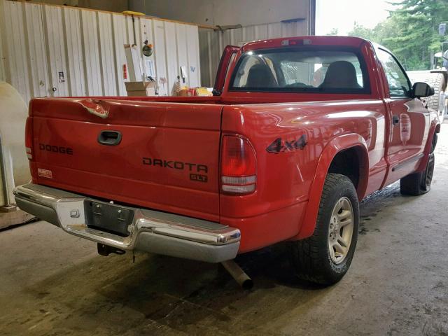 1D7GG46N14S617041 - 2004 DODGE DAKOTA SLT RED photo 4