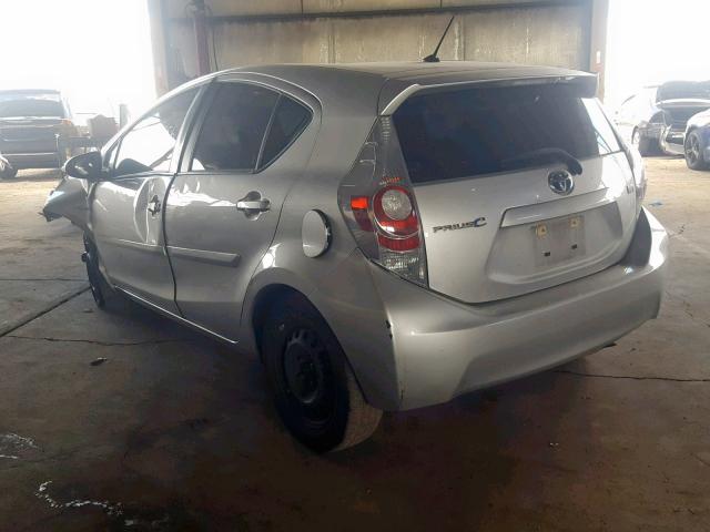 JTDKDTB31E1563422 - 2014 TOYOTA PRIUS C SILVER photo 3