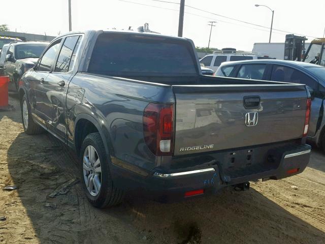 5FPYK2F20HB009710 - 2017 HONDA RIDGELINE GRAY photo 3