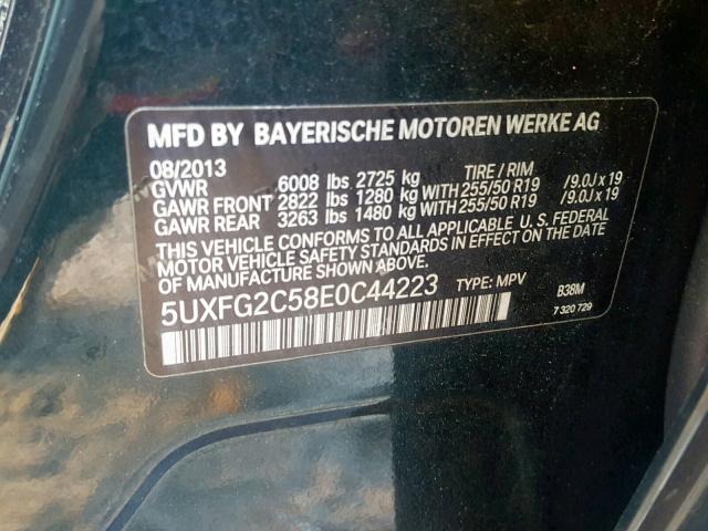 5UXFG2C58E0C44223 - 2014 BMW X6 XDRIVE3 BLUE photo 10