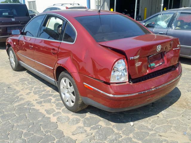 WVWTH63B73P437639 - 2003 VOLKSWAGEN PASSAT GLX MAROON photo 3