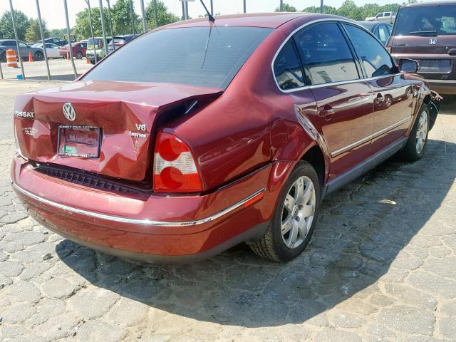 WVWTH63B73P437639 - 2003 VOLKSWAGEN PASSAT GLX MAROON photo 4