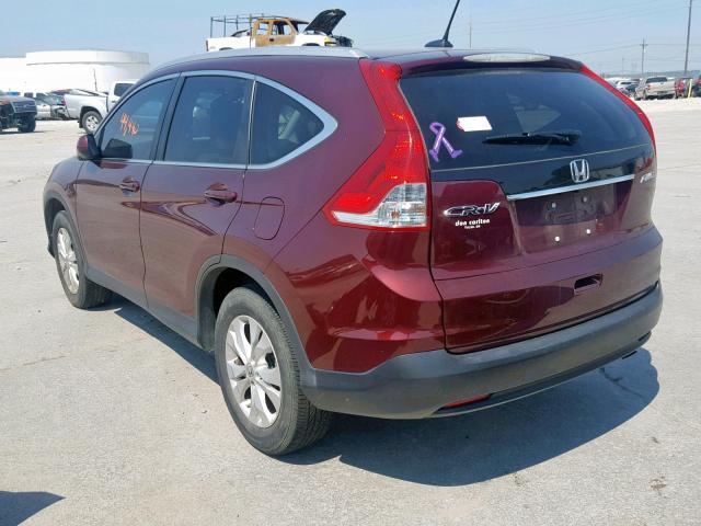 5J6RM4H76DL018201 - 2013 HONDA CR-V EXL BURGUNDY photo 3