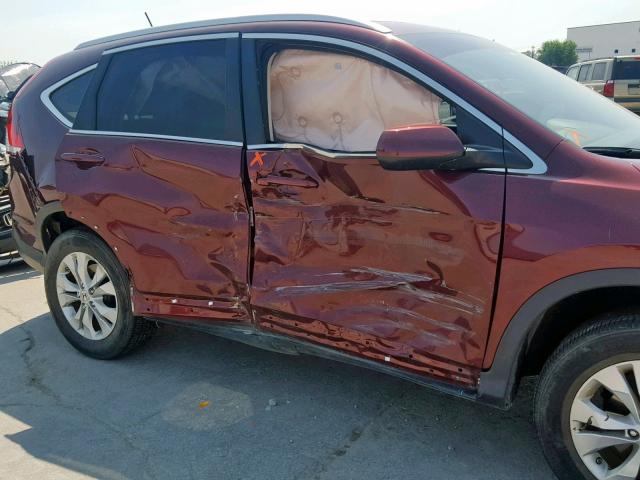 5J6RM4H76DL018201 - 2013 HONDA CR-V EXL BURGUNDY photo 9