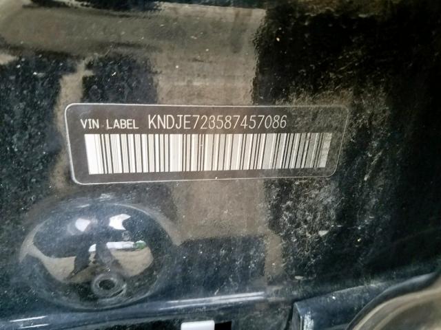 KNDJE723587457086 - 2008 KIA SPORTAGE E BLACK photo 10