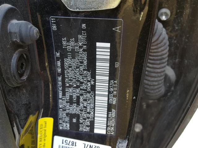 5TDDW5G19BS055431 - 2011 TOYOTA SEQUOIA PL BLACK photo 10