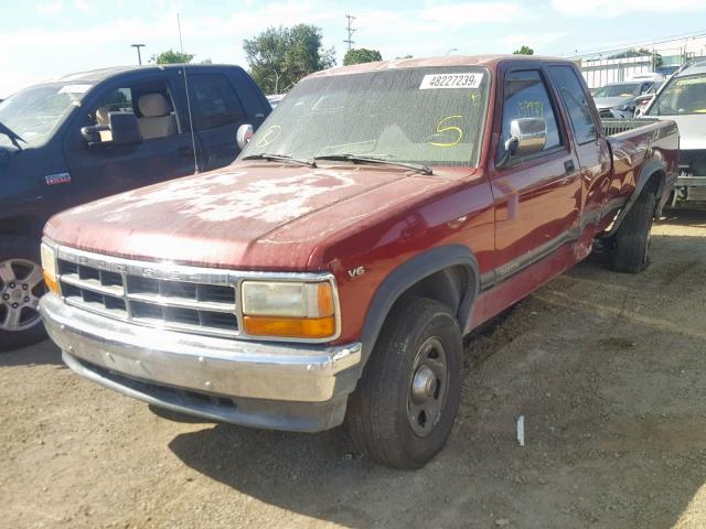 1B7GL23X0TS524333 - 1996 DODGE DAKOTA BURGUNDY photo 2