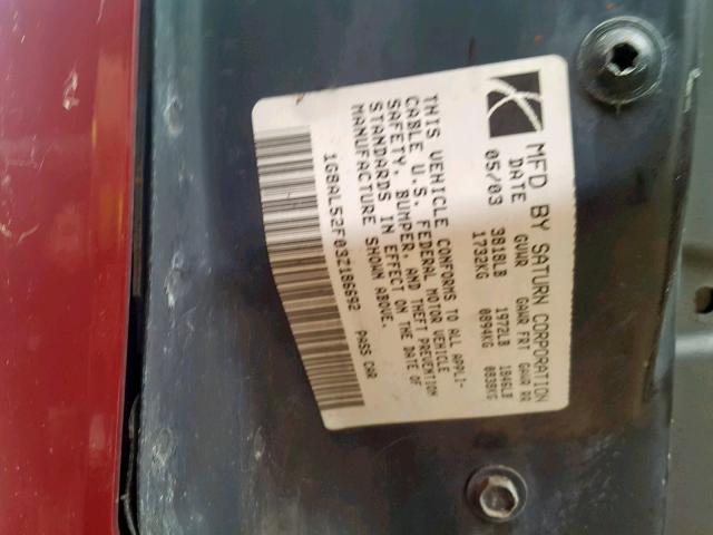 1G8AJ52F54Z223131 - 2004 SATURN ION LEVEL MAROON photo 10