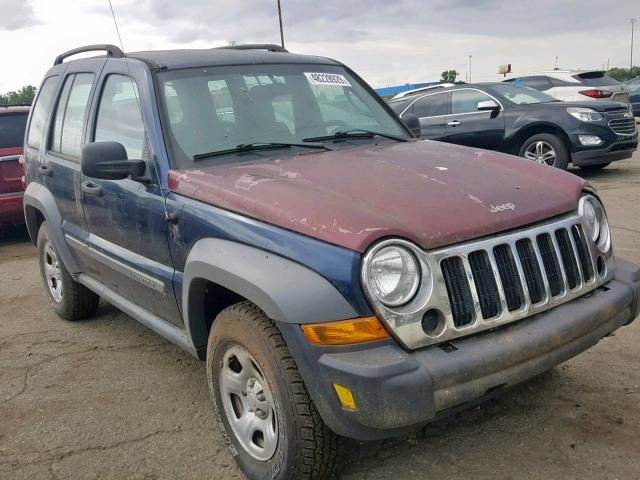 1J4GL48K65W593767 - 2005 JEEP LIBERTY SP BLUE photo 1