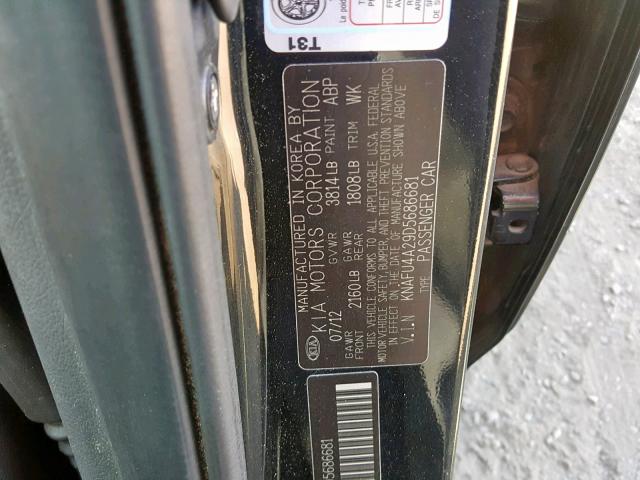 KNAFU4A29D5686681 - 2013 KIA FORTE EX BLACK photo 10