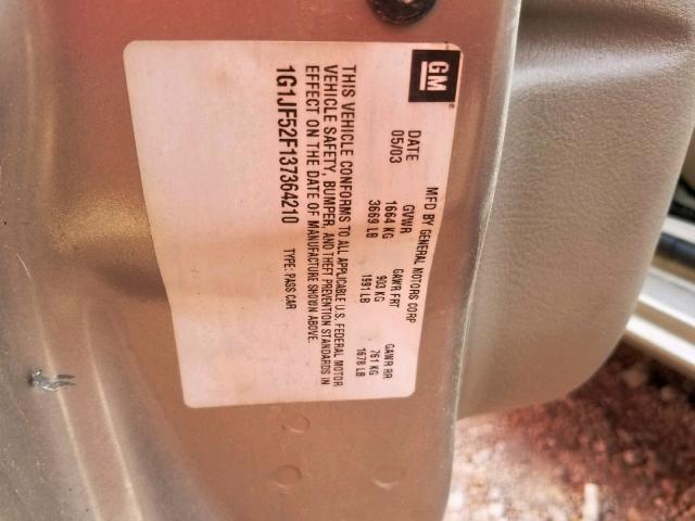 1G1JF52F137364210 - 2003 CHEVROLET CAVALIER L TAN photo 10