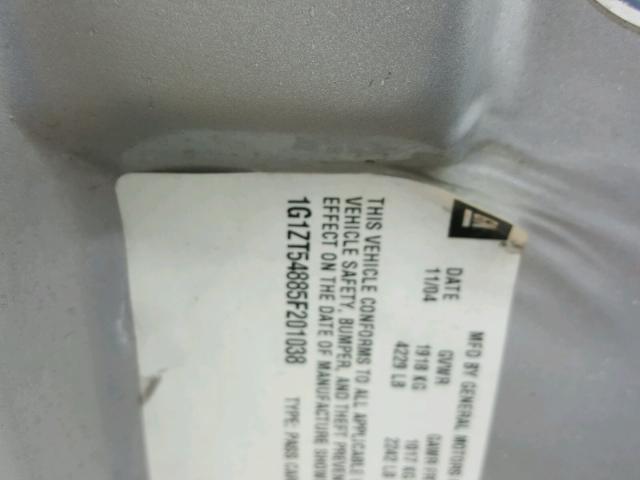 1G1ZT54885F201038 - 2005 CHEVROLET MALIBU LS 银色 照片 10