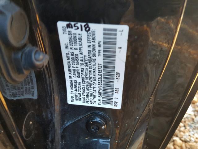 5J6YH18523L015727 - 2003 HONDA ELEMENT EX BLACK photo 10