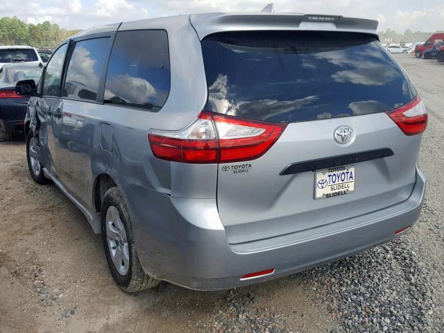 5TDZZ3DC4KS001185 - 2019 TOYOTA SIENNA SILVER photo 3