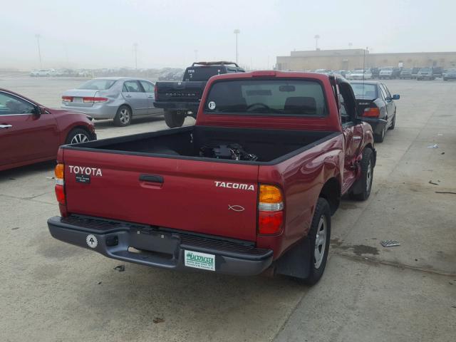 5TENL42N14Z345234 - 2004 TOYOTA TACOMA RED photo 4