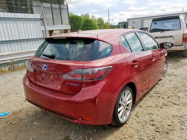 JTHKD5BH1D2162631 - 2013 LEXUS CT 200 BURGUNDY photo 4