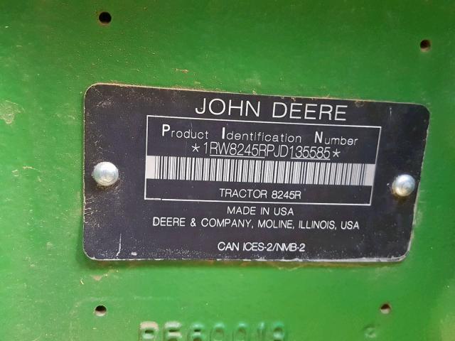 1RW8245RPJD135585 - 2018 JOHN DEERE TRACTOR GREEN photo 10