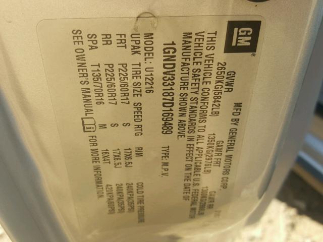 1GNDV33187D169489 - 2007 CHEVROLET UPLANDER L Gümüş foto 10