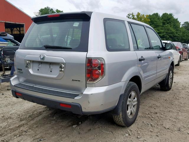 2HKYF18117H512741 - 2007 HONDA PILOT LX SILVER photo 4