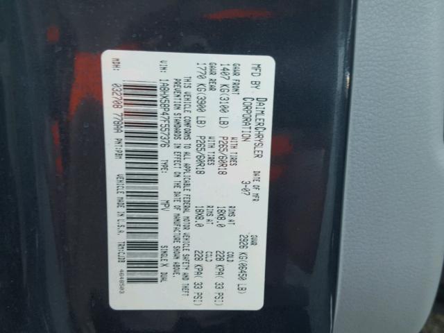 1A8HX58P47F557376 - 2007 CHRYSLER ASPEN LIMI GRAY photo 10