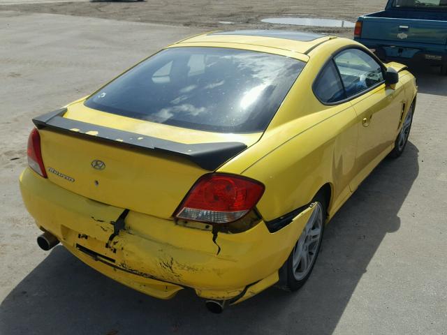 KMHHM65D76U198837 - 2006 HYUNDAI TIBURON GS YELLOW photo 4