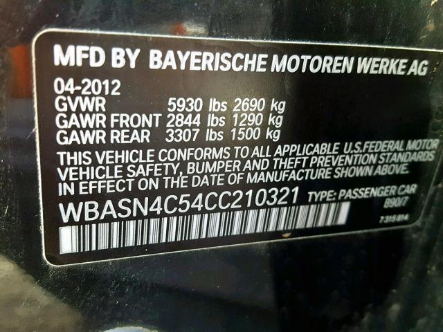 WBASN4C54CC210321 - 2012 BMW 550 IGT CHARCOAL photo 10