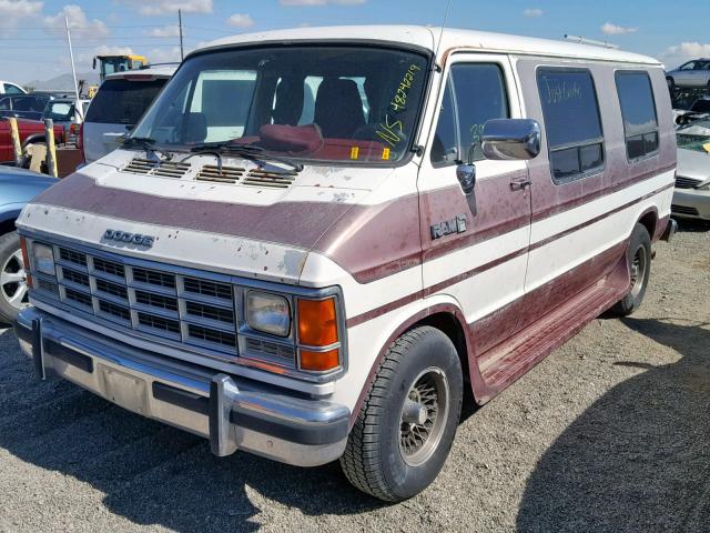 2B6HB23T4HK203356 - 1987 DODGE RAM VAN B2 MAROON photo 2