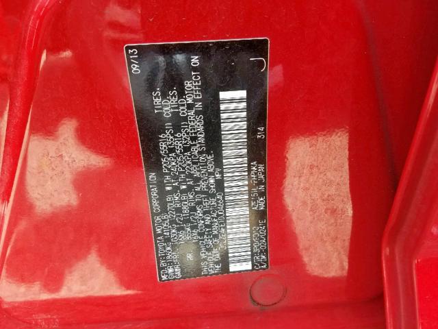 JTLZE4FE1DJ046640 - 2013 TOYOTA SCION XB წითელი ფოტო 10