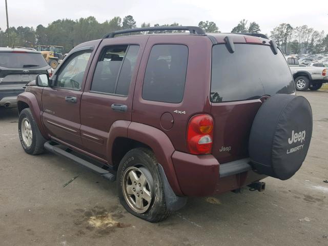 1J4GL58K52W277746 - 2002 JEEP LIBERTY LI BURGUNDY photo 3