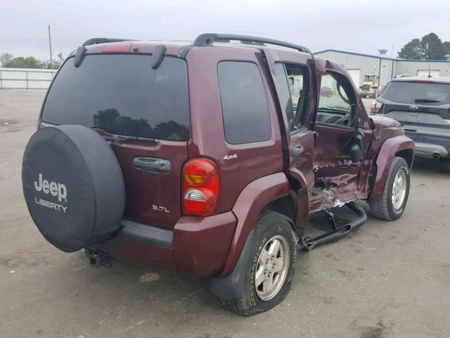 1J4GL58K52W277746 - 2002 JEEP LIBERTY LI BURGUNDY photo 4