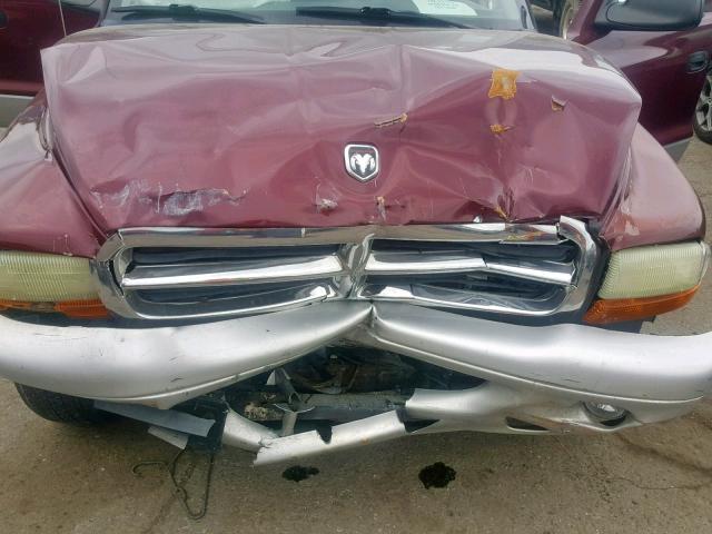 1B7HL48N92S607250 - 2002 DODGE DAKOTA QUA BURGUNDY photo 7