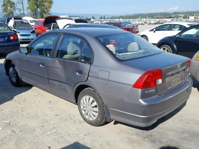 1HGES16355L025622 - 2005 HONDA CIVIC DX V GRAY photo 3