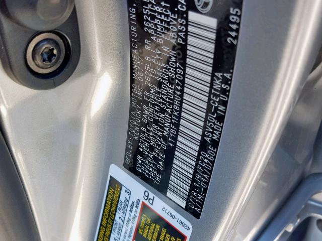 4T1BF1FK8HU447097 - 2017 TOYOTA CAMRY LE SILVER photo 10