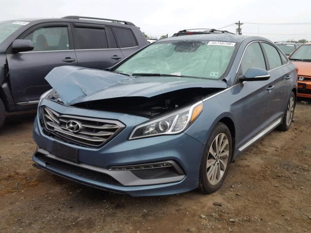 5NPE34AFXHH553454 - 2017 HYUNDAI SONATA SPO BLUE photo 2