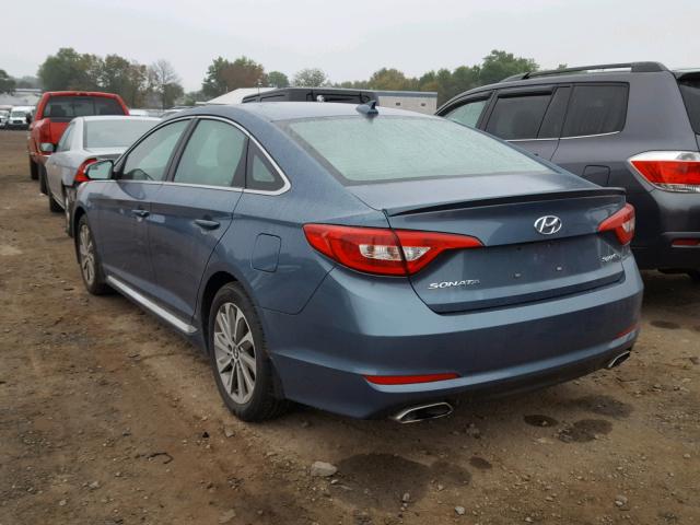 5NPE34AFXHH553454 - 2017 HYUNDAI SONATA SPO BLUE photo 3