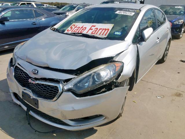 KNAFX4A88E5099773 - 2014 KIA FORTE EX SILVER photo 2