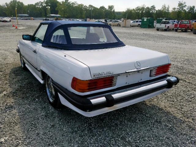 WDBBA48D4HA074885 - 1987 MERCEDES-BENZ 560 SL WHITE photo 3