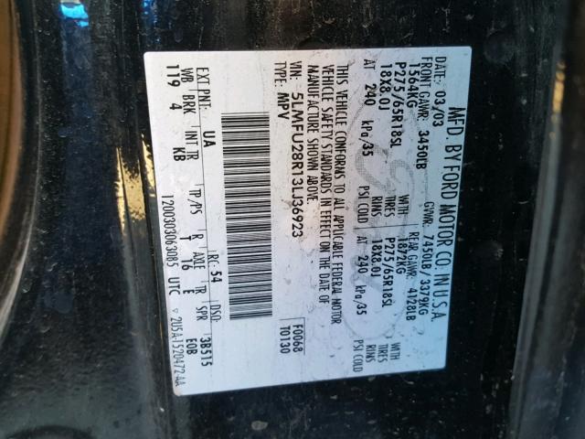 5LMFU28R13LJ36923 - 2003 LINCOLN NAVIGATOR Қара фото 10