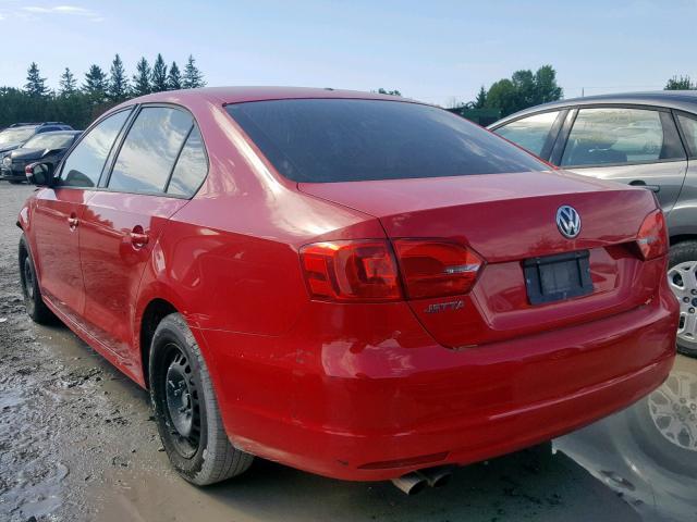 3VW2K7AJ9EM246758 - 2014 VOLKSWAGEN JETTA BASE RED photo 3