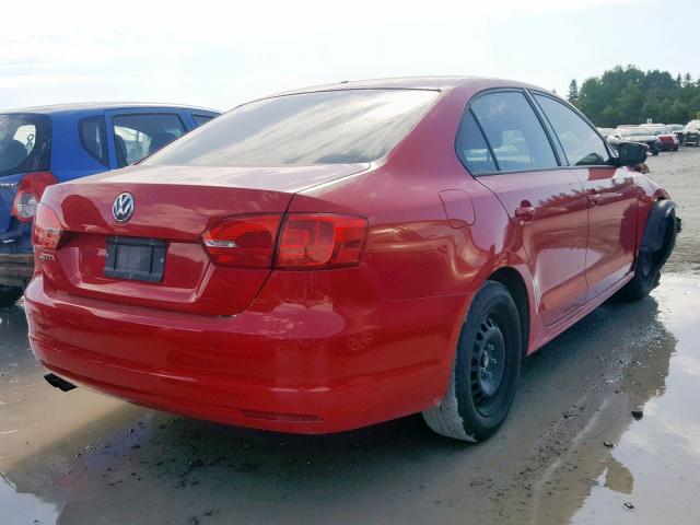 3VW2K7AJ9EM246758 - 2014 VOLKSWAGEN JETTA BASE RED photo 4