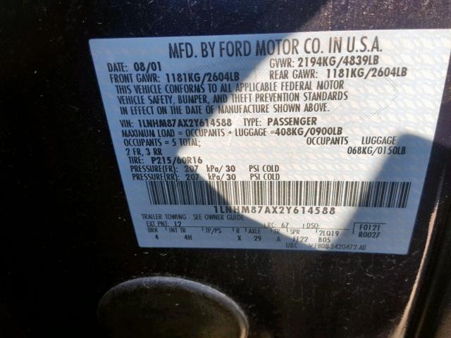 1LNHM87AX2Y614588 - 2002 LINCOLN LS 蓝色 照片 10