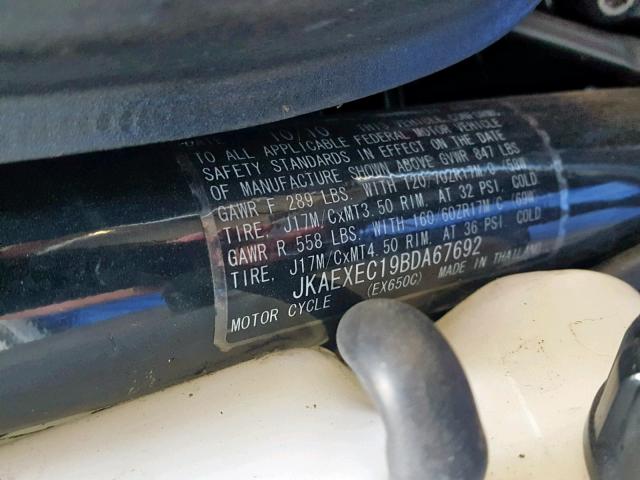 JKAEXEC19BDA67692 - 2011 KAWASAKI EX650 C 黑色 照片 10
