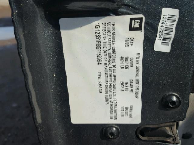 1G1ZS51F86F152964 - 2006 CHEVROLET MALIBU LS 银色 照片 10