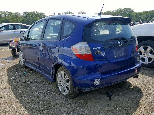 JHMGE8H41AC010802 - 2010 HONDA FIT SPORT BLUE photo 3